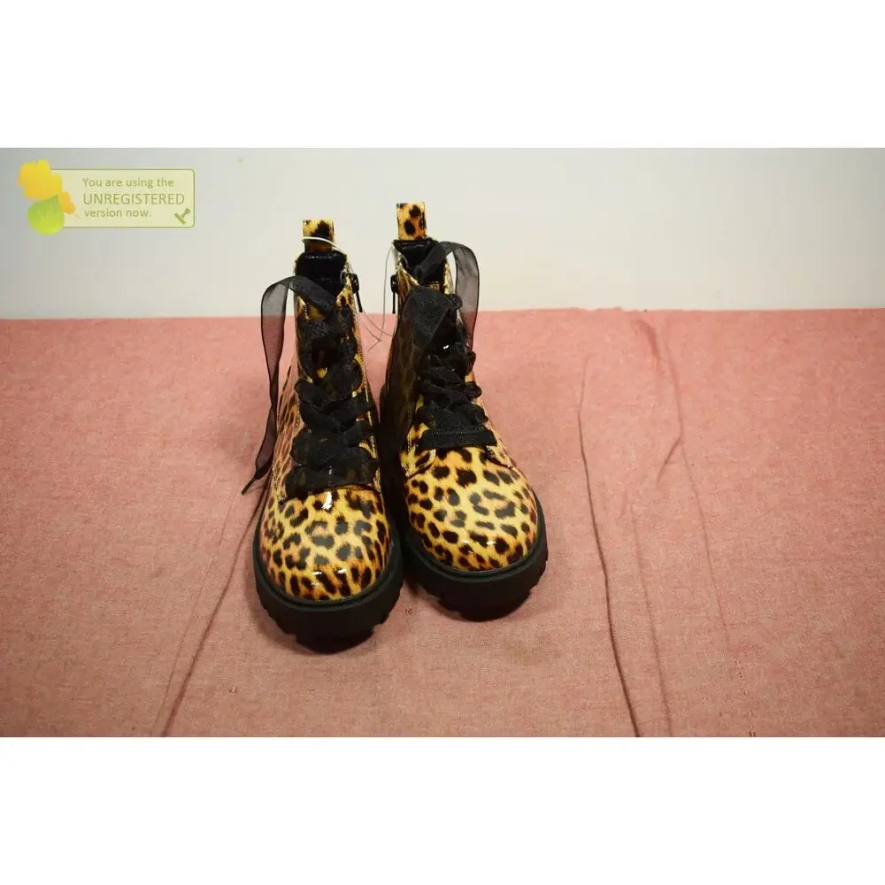 art class Kids' Kayden Lug Sole Lace-Up Zippered Booties Tan Size 4